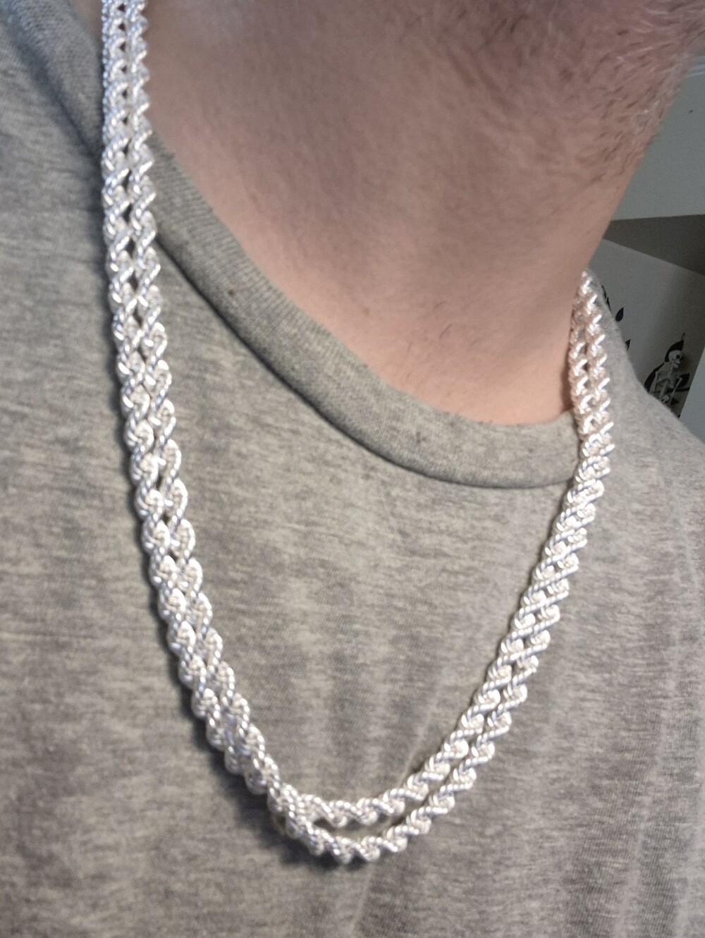 NEW 24 Inch Sterling Silver 5mm Rope Chain Necklace 44.4 Grams - Men's Jewelry - Picture 8 of 16